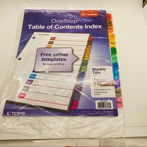 NWT Cardinal One Step Table of Contents Index January to December